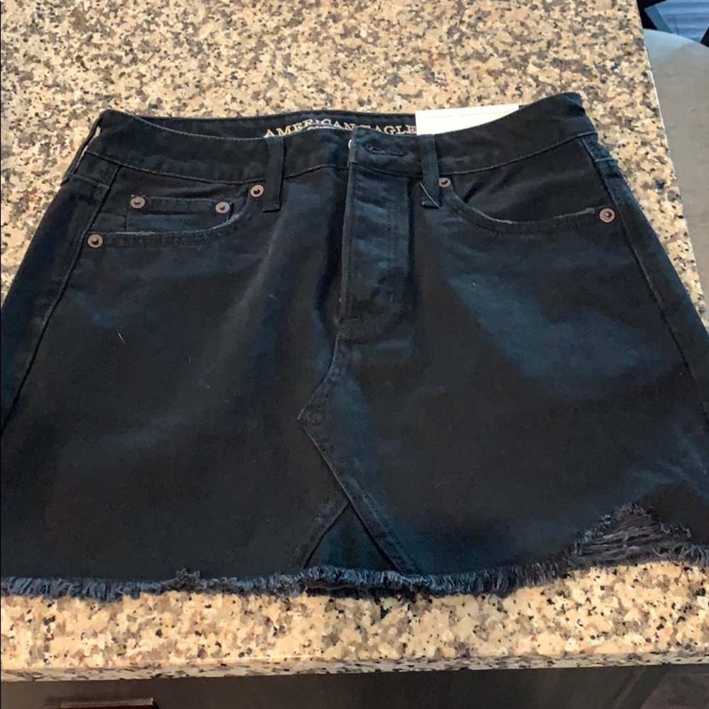 Black denim skirt
